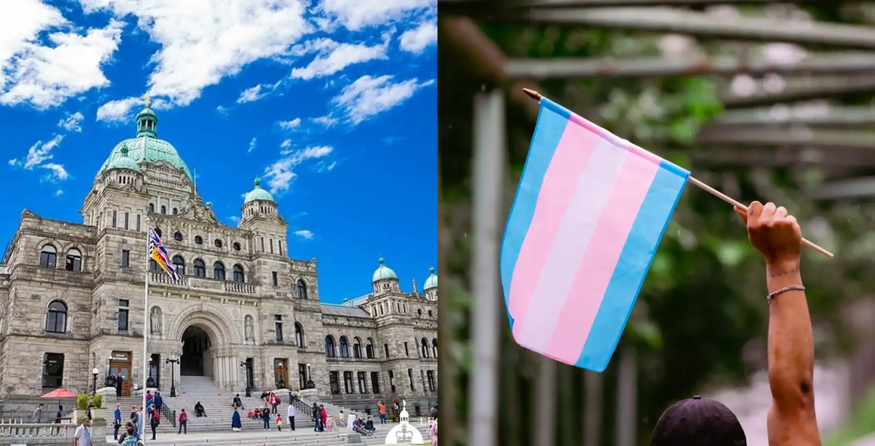 Transgender pride flag raised at a rally in B.C.