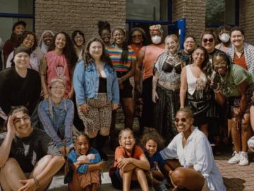Diverse group of people celebrating at Ottawa Pride event in Ottawa, Canada.